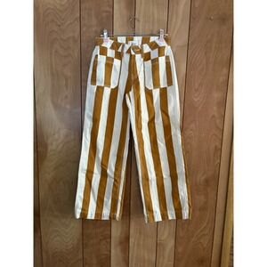 BDG Urban Outfitters Striped Canvas Workwear Pants Mustard White Size 24‎